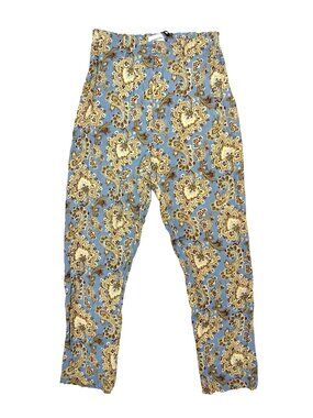 LAURENCE BRAS 100% Viscose Paisley High Waist Pockets Belt Loops Pants T1 US 6
